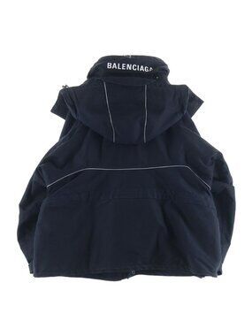 Balenciaga Nylon Cotton Hooded Jacket Swing Hoodie 34 Black